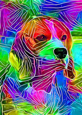 Beagle Colorful Lines