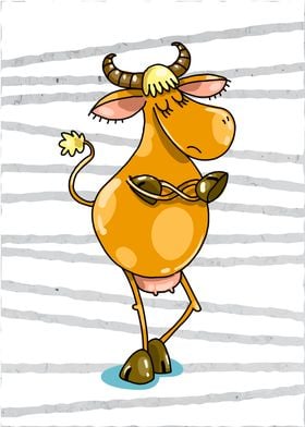 Funny Cow Cartoon Wall Art
