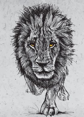Lion Sketch Wall Art