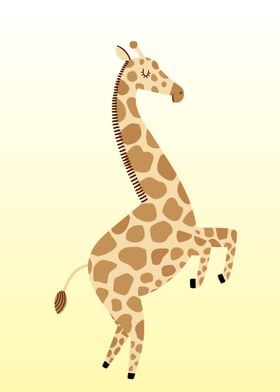 cute brown giraffe jumping