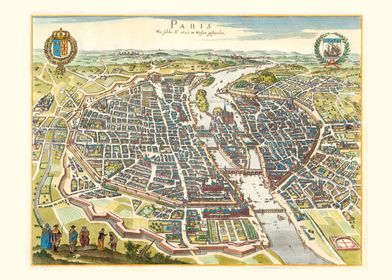 1660s Aerial Map of Paris