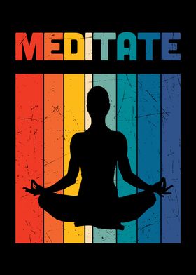 Yoga Meditation Retro Art