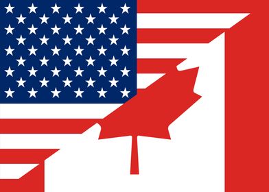 USA CANADA SPLIT FLAG