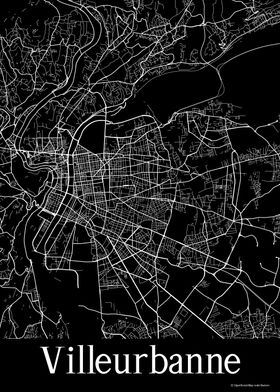 Villeurbanne Black Map