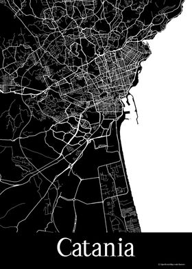 Catania Italy Black Map