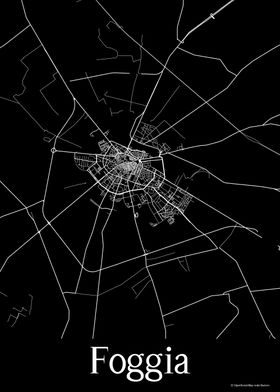 Foggia Italy Black Map