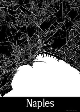 Naples Italy Black Map