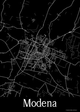 Modena Italy Black Map