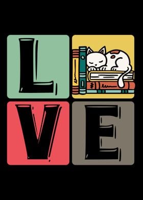 Funny Love Book Cat Lovers