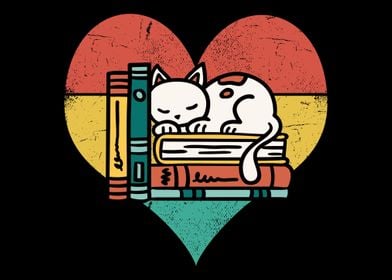 Book Heart Cat Lovers