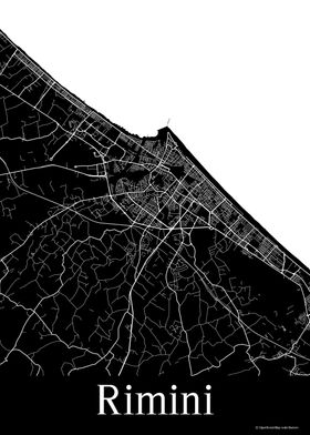 Rimini Italy Black Map