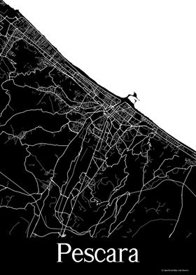 Pescara Italy Black Map