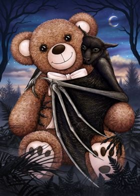 Cute Bat with Teddy Bear