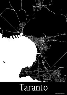 Taranto Italy Black Map