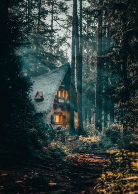 Dreamy forest cabin