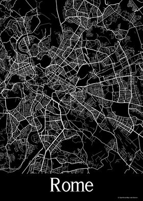 Rome Italy Black Map