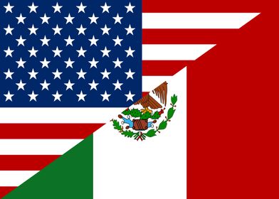 USA MEXICO Split Flag