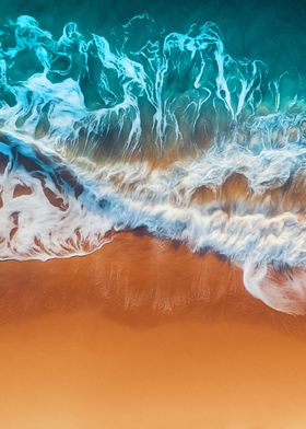 Aerial View Waves at Beach