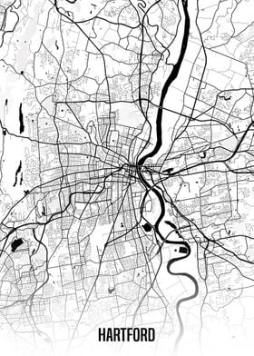 Hartford white map