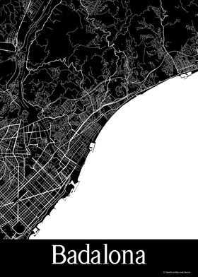 Badalona Spain Black Map