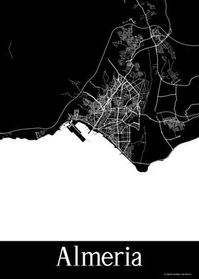 Almeria Spain Black Map