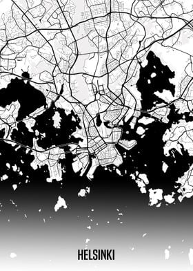 Helsinki white map