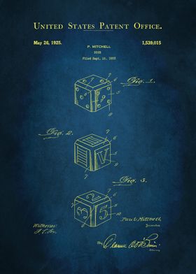 33 Dice Patent Print 1925