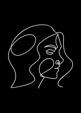 Lady Face Line Drawing Art