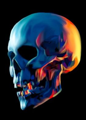 Skull in Orange and Blue