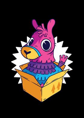 Alpaca coming out of a box