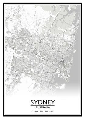 Sydney Map White