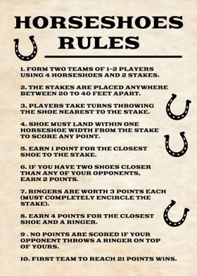 HORSESHOES RULES VINTAGE