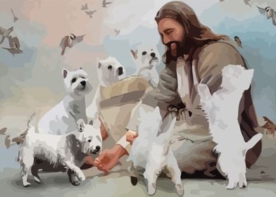 God surrounded by Westie a