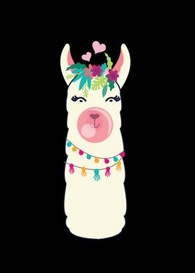 Alpaca blows chewing gum