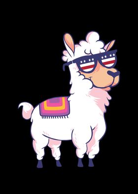 Alpaca in USA sunglasses 