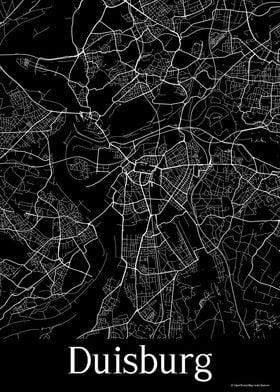 Germany city map print BM586 Duisburg black map Black white map art City map poster Scandinavian Poster