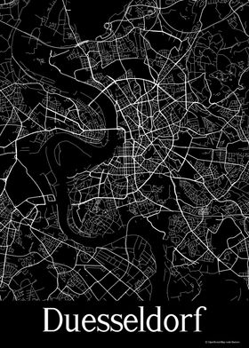 Duesseldorf Black Map