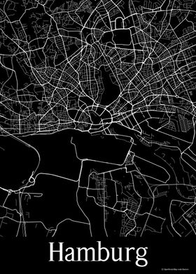 Hamburg Germany Black Map