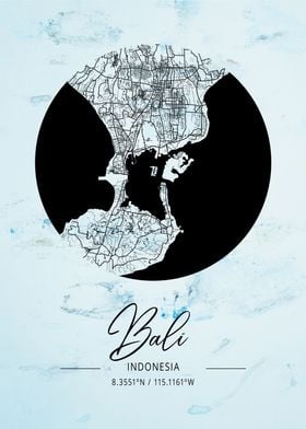 Bali Alpha Watercolor Map