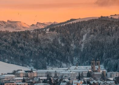 Sunset over Einsiedeln