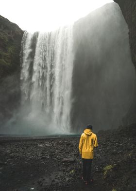 Facing Icelandic Waterfall