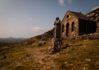 Stone Chapel in mountains