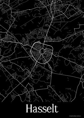 Hasselt Belgium Black Map