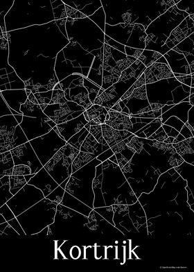 Kortrijk Belgium Black Map