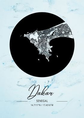 Dakar Alpha Watercolor Map