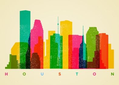 Colorful Houston Skyline