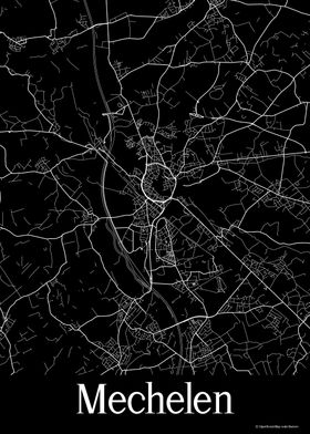 Mechelen Belgium Black Map