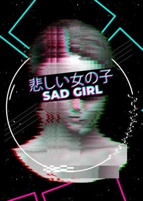 Japanese Glitch Sad Girl