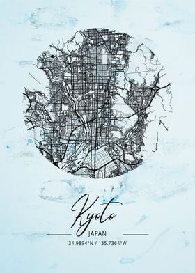 Kyoto Alpha Watercolor Map