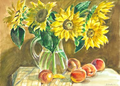 Sunflowers and peaches